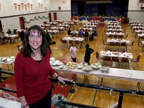 Principal Anne Marie McDonald before the Christmas lunch at Queen Elizabeth Collegiate and Vocational Institute. (Ian MacAlpine/The Whig-Standard)