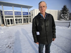 Fred Morris in front of the St.James Civic Centre in Winnipeg.