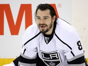 Los Angeles Kings defenseman Drew Doughty warms up before playing against the Toronto Maple Leafs at Air Canada Centre. (Tom Szczerbowski/USA TODAY Sports)