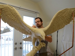 Supplied photo 
Tyler Fauvelle sculpting an eagle.
