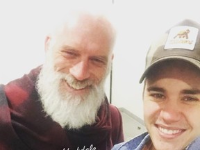 Pop star Justin Bieber with Fashion Santa at Yorkdale Mall on Saturday, Dec. 19, 2015. (@YorkdaleStyle)