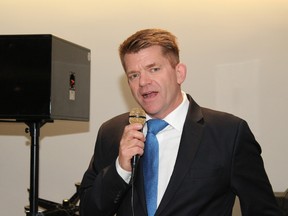 Wildrose Leader Brian Jean speaks during an open house at the Royal Canadian Legion in Fort McMurray, Alta. on September 20, 2015. (Vincent McDermott/Fort McMurray Today/Postmedia Network)