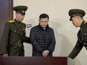 South Korea-born Canadian pastor Hyeon Soo Lim stands during his trial at a North Korean court in this undated photo released by North Korea's Korean Central News Agency (KCNA) in Pyongyang December 16, 2015. REUTERS/KCNA