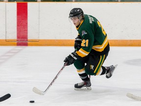 Second-year forward Joey Mayer of the Amherstview Jets recorded the first three-goal game of his junior career to lead the Jets to an 11-3 win over the Campbellford Rebels in Empire B Junior C Hockey League action Sunday night at the W.J. Henderson Recreation Centre. (The Whig-Standard)