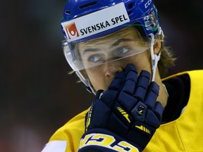 William Nylander of Team Sweden reacts to a semifinal loss to Team Russia during the World Junior Championships at the Air Canada Centre in Toronto on Jan. 4, 2015. (Dave Abel/Toronto Sun/Postmedia Network)