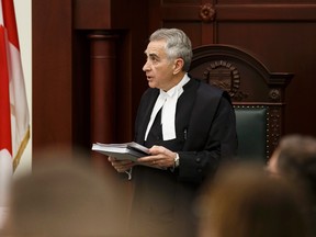 Alberta Legislature Speaker Bob Wanner is seen during delivery of Budget 2015 on the floor of the Alberta Legislature in Edmonton, Alta., on Tuesday October 27, 2015. Ian Kucerak/Edmonton Sun/Postmedia Network