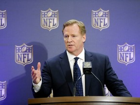 NFL Comissioner Roger Goodell holds a press conference after the NFL owners meeting in Irving, Texas, Wednesday, Dec. 2, 2015. (AP Photo/Brandon Wade)