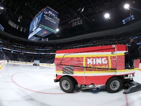 A file photo shows a Zamboni being driven at an NHL game.