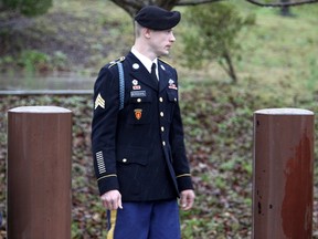 U.S. Army Sergeant Bowe Bergdahl leaves the courthouse after an arraignment hearing for his court-martial in Fort Bragg, North Carolina, December 22, 2015. Bergdahl, who spent five years as a Taliban prisoner after walking away from his combat outpost in Afghanistan in 2009, did not enter a plea on Tuesday at his arraignment on charges spurred by his disappearance.  REUTERS/Jonathan Drake