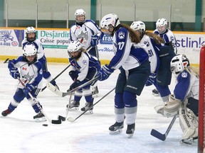 The Sudbury Lady Wolves AA midget team gave the Sudbury Lady Wolves novice team a big surprise Monday when the national midget champs joined the youngsters for a scrimmage at Gerry McCrory Countryside Sports Complex in Sudbury, Ont. on Monday, December 21, 2015.