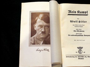 A copy of Adolf Hitler's book "Mein Kampf" (My Struggle) from 1940 is pictured in Berlin, Germany, in this picture taken Dec. 16, 2015. REUTERS/Fabrizio Bensch