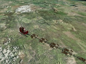 North American Aerospace Defence Command has been following Santa while he makes his trip around the world, delivering gifts to children. (NORAD screengrab)