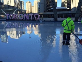 The ice rink at Nathan Phillips Square was closed Christmas Eve due to "soft ice conditions," according to the City of Toronto. (MARYAM SHAH/Toronto Sun)