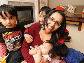 Dr. Nadia Alam with her four children -- Sully, Connor,  Freya and Yfa on Dec. 22, 2015. (Stan Behal/Toronto Sun)