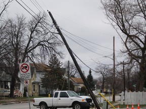 A 30-year-old man escaped injuries after his truck crashed into a hydro pole and knocked down power lines near the intersection of Brock and Confederation streets Sunday morning. The driver lost control of his vehicle due to the wet road conditions, a Sarnia police officer said at the scene, noting alcohol was not a factor in the crash. Crews from Bluewater Power were on the scene Sunday to make repairs to the hydro infrastructure. Barbara Simpson/Sarnia Observer/Postmedia Network