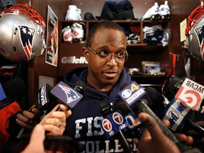 New England Patriots wide receiver Matthew Slater speaks with reporters in the team's locker room at Gillette Stadium before an NFL football practice, Wednesday, Dec. 23, 2015, in Foxborough, Mass. The Patriots are to play the New York Jets Sunday, Dec. 27, in East Rutherford, N.J. (AP Photo/Steven Senne)