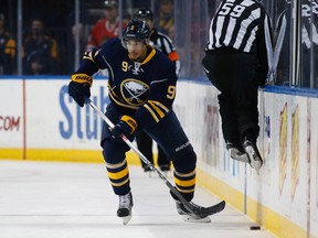 Buffalo Sabres left wing Evander Kane spoke briefly to media on Monday. (Kevin Hoffman/USA TODAY Sports file photo)