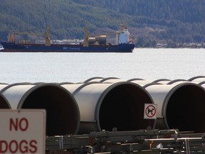 Construction materials for the Rio Tinto Alcan modernization project are shown at Hospital Beach outside the town of Kitimat, in northern British Columbia, in this file photo from April 12, 2014.  REUTERS/Julie Gordon/Files