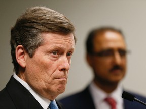 Mayor John Tory is pictured at a recent City Hall press conference. (STAN BEHAL, Toronto Sun)