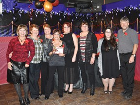 Lilianne Rocheleau (left to right), Judy Ives, Jolyne McWhirter, Brenda St-Amant, Patricia Nelson, Carole Malherbe, Katy Kennedy and Bill Froud were honoured at the annual Long-Term Service Awards for the Lady Minto Hospital.