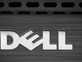 A Dell logo is pictured on the front of a computer in this photo illustration in the Manhattan borough of New York Oct. 12, 2015. REUTERS/Carlo Allegri