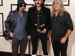 Phil Campbell, left, Lemmy Kilmister, centre, and Mikkey Dee of Motorhead. (Adriana M. Barraza/WENN.COM  file photo)