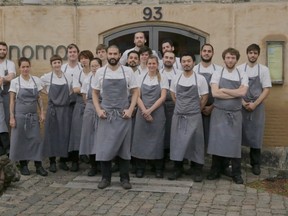 Ben Ing, of Ottawa, says it's an "honour" to be vaulted to the new head chef position at Rene Redzepi's establishment, Noma. Ing, centre, stands amongst chefs in front of the Michelin two-star rated restaurant in a Dec. 20, 2015 photo. Ing, a former Ottawa resident, will fill the position of head chef at the world-renowned restaurant in Copenhagen, Denmark. THE CANADIAN PRESS/HO-David Zilber