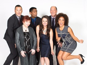 The cast of "Air Farce New Year's Eve 2015" includes Craig Lauzon, left to right, Luba Goy, Darryl Hinds, Emma Hunter, Don Ferguson and Aisha Alfa. (THE CANADIAN PRESS/ho-CallbackHeadshots.com)