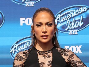 Jennifer Lopez poses on the red carpet of 'American Idol' XIV finale on May 14, 2015. (FayesVision/WENN.COM )