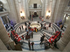 Manitobans enjoy a New Year's Levee at the Legislature, featuring period costumes and performances on Friday, Jan. 1, 2016. (Sun/Postmedia Network)