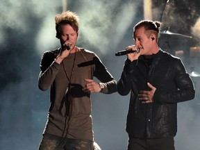 Brian Kelley and Tyler Hubbard, performing as Florida Georgia Line, will headline the two-day Trackside Music Festival at Western Fair District July 2. (Rick Diamond/Getty Images)