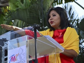 Gisela Mota, new mayor of Temixco takes her oath of office during a swearing-in ceremony in Temixco, south of Mexico City on January 1, 2016. Mota, the newly installed mayor of the Mexican city of Temixco was killed on January 2, 2016, according to a tweet from Morelos state Governor Graco Ramirez. Gisela Mota formally took office with the new year on Friday. Mexico City newspaper EL Universal said she was attacked at her home by four armed gunmen. Picture taken January 1, 2016. REUTERS/Stringer
