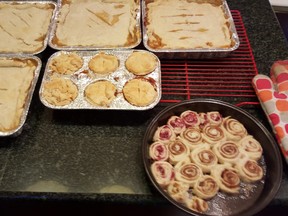 My friend Linda Erskine in Little Current did her usual amazing Christmas cooking: seven dozen sweet potatoes, six onion puddings, five dozen cookies, four apple pies, three small turkeys, two little hams and a Christmas cracker at each plate.