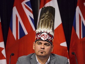 Ontario Regional Chief Isadore Day ateends a news conference at the Ontario Legislature in Toronto on Wednesday, September 9. 2015. Wonky weather conditions are prompting aboriginal leaders to raise concerns about the impact of climate change on winter roads, which serve as lifelines for food, fuel and other necessities in several northern communities. Day said the reliability of the northern winter road network is in jeopardy in his province.THE CANADIAN PRESS/Aaron Vincent Elkaim