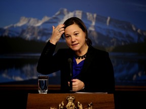 Shannon Phillips,  Minister of Environment and Parks speaks during a media conference at the Alberta Legislature  on September 30, 2015 in Edmonton, Alta.  Perry Mah/Edmonton Sun/Postmedia