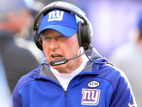 New York Giants head coach Tom Coughlin looks on against the Philadelphia Eagles Sunday at MetLife Stadium. (Brad Penner/USA TODAY Sports)