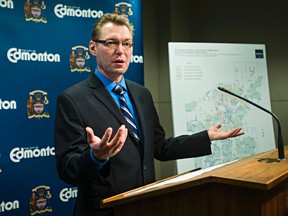 Edmonton's assessment and taxation manager Rod Risling discusses the latest assessed value of properties in the city, including how property assessments relate to property taxes  Monday. Photo by Codie McLachlan/Edmonton Sun/Postmedia Network