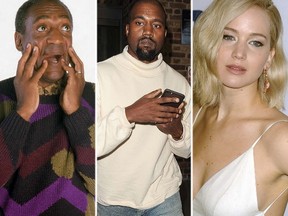 From left: Bill Cosby, Kanye West and Jennifer Lawrence. (WENN.COM)