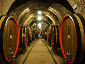 In Montepulciano, huge casks hold raw wine for at least a year so that the wine can pick up the personality of the wood as it ages. (photo: Rick Steves)