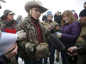 Arizona cattle rancher LaVoy Finicum talks to the media at the Malheur National Wildlife Refuge near Burns, Oregon, January 5, 2016. Saturday's takeover of the Malheur National Wildlife Refuge outside the town of Burns, Oregon, marked the latest protest over federal management of public land in the West, long seen by conservatives in the region as an intrusion on individual rights. REUTERS/Jim Urquhart