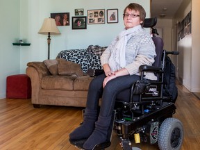 Ginette Bastien is upset with Para Transpo after her regularly booked transportation to work was abruptly suspended for a week. Ginette was photographed in her Ottawa home on Monday, Jan. 4. Errol McGihon/Ottawa Sun/Postmedia Network