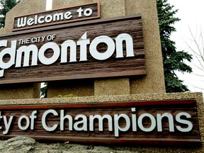 May, 3, 2003. The Welcome to Edmonton, City of Champions sign greets people entering Edmonton on QEII on the south-end of the city. Edmonton Sun/Postmedia Network