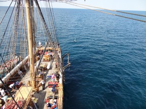 The tall ship Niagara is shown taking samples from the Great Lake in 2012. Sherri Mason, a professor of chemistry at the State University of New York at Fredonia, found large numbers of microbeads in the Great Lakes in samples taken in 2012 and 2013. She welcomes action by the U.S. Congress to ban the use of plastic microbeads in personal care products. Canada is considering similar action. (Handout)