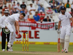 South Africa's Morne Morkel (left) bowls against England during their second cricket Test match in Cape Town on Wednesday. (The Associated Press)