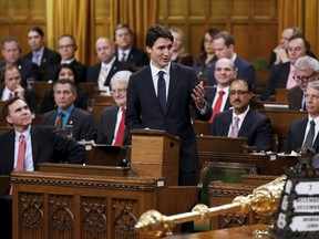 Canada's Prime Minister Justin Trudeau speaks during a debate on the Speech from the Throne in the House of Commons on Parliament Hill in Ottawa, Canada, December 7, 2015. REUTERS/Chris Wattie