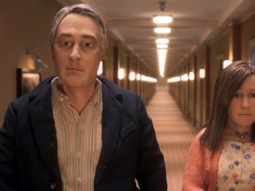 This photo provided by Paramount Pictures shows, David Thewlis voices Michael Stone, left, and Jennifer Jason Leigh voices Lisa Hesselman, in the animated stop-motion film, "Anomalisa," by Paramount Pictures. The film opens in U.S. theaters in Jan. 2016. (Paramount Pictures)