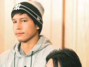 Darlene Klyne with Riely Castel at a funding announcement at Ma Mawi Wi Chi Itata Centre. (WINNIPEG SUN PHOTO)