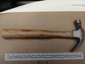 A court supplied photo of the hammer used by 85-year-old Albert Belliveau in a 2014 attack on a fellow resident at the St. Joachim Manor seniors residence. PHOTO SUPPLIED