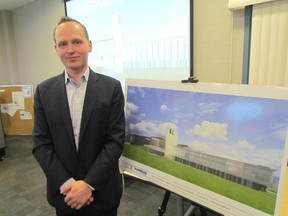 McMichael Ruth, with the architects firm Tillman Ruth Robins, spoke during a drop-in session at Lambton College on Friday January 8, 2016 in Sarnia, Ont., about plans for a health and fitness expansion set to begin this year at the college. Paul Morden/Sarnia Observer/Postmedia Network