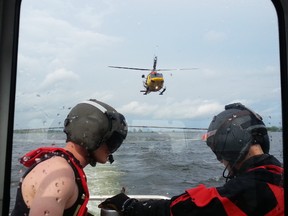 Paul Kerwin/Special to The Intelligencer
Members of 424 Squadron Search and Rescue Technicians train with Quinte Search and Rescue (QSAR) on the Bay of Quinte. QSAR is currently looking to replace its older two-stroke motors with newer and more efficient four-stroke ones.